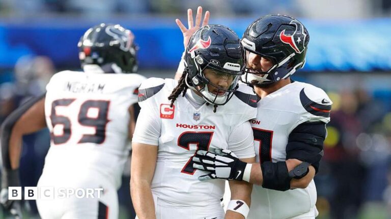 Houston Texans beat Los Angeles Chargers to clinch play-off spot CJ Stroud celebrates a touchdown pass with Jake Andrews of the Houston Texans during the first quarter against the Los Angeles Chargers