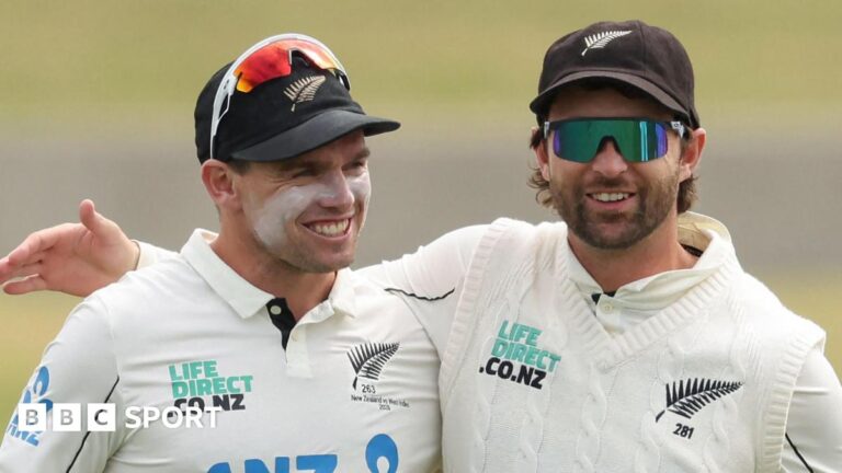 New Zealand thrash West Indies to complete 2-0 series win New Zealand openers Tom Latham and Devon Conway celebrate after their team's win against New Zealand