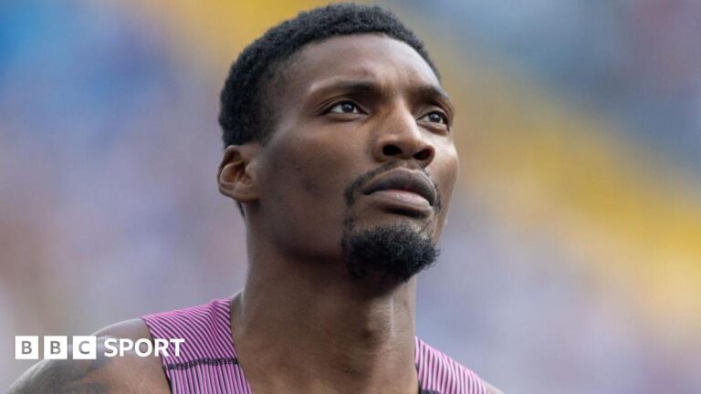 Fred Kerley: American former world 100m champion given two-year ban American Fred Kerley competes in the men's 100m during the Diamond League event in Silesia in 2024
