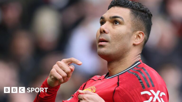 Manchester United have no plans to U-turn on Casemiro decision Manchester United midfielder Casemiro points to the club badge on his red shirt