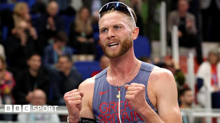 World Athletics Indoor Championships 2026: Josh Kerr reclaims 3,000m title Josh Kerr celebrates winning world indoor 3,000m gold