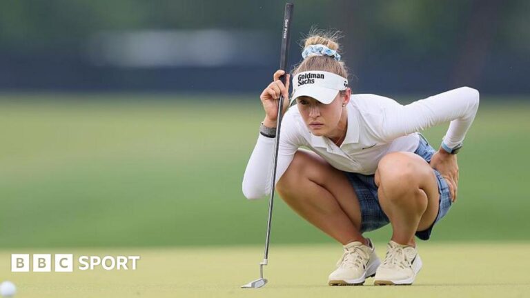 LPGA Chevron Championship: Nelly Korda takes five-shot lead into final day Nelly Korda of the United States lines up a putt on the sixth green during the third round of the Chevron Championship