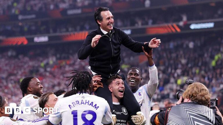Aston Villa: Unai Emery delivers again as he wins fifth Europa League title Unai Emery celebrates