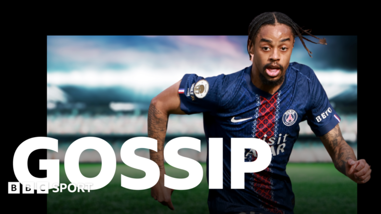 Football gossip: Barcola, Rushworth, Rashford, Ndiaye, Viera, Frattesi, Lee, Herrington, Lewandowski, Goretzka, Mancini A graphic of Premier League players from every team in the division in 2025-26 season, with the Premier League trophy in front of them.
