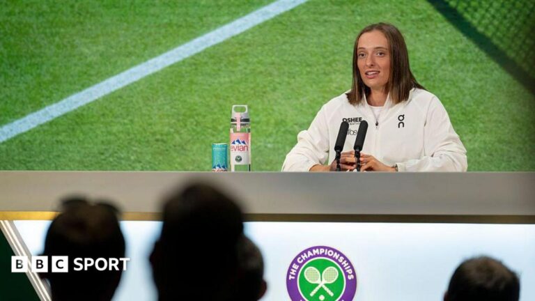 Wimbledon 2026: Players to expand prize money protests despite 20% increase Iga Swiatek speaks to the media at Wimbledon in 2025