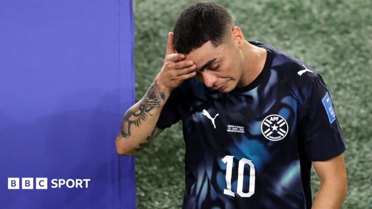 World Cup 2026: Paraguay’s Miguel Almiron sent off for covering mouth while speaking to opponent Miguel Almiron walks off the pitch holding his head after being sent off