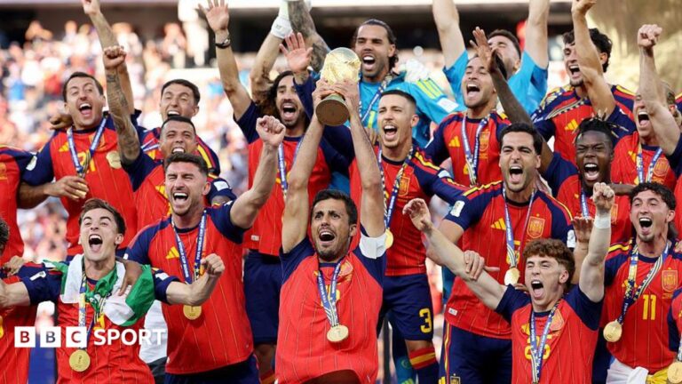 Fifa World Cup: Uefa to boycott tournament if Gianni Infantino’s investment plans go through Spain celebrate winning the men's World Cup