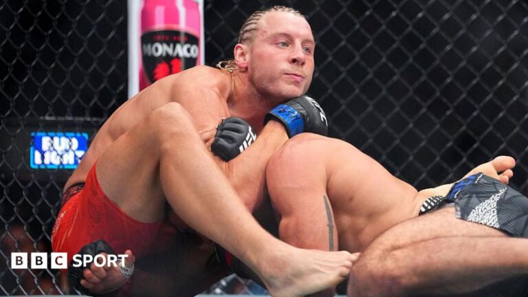 Paddy Pimblett submits Benoit Saint-Denis with a guillotine choke