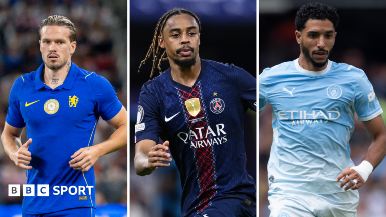 Transfer window 2026: What does your Premier League club need with a week to go? Split image showing Mykhailo Mudryk, Bradley Barcola and Omar Marmoush playing for Chelsea, Paris St-Germain and Manchester City, respectively