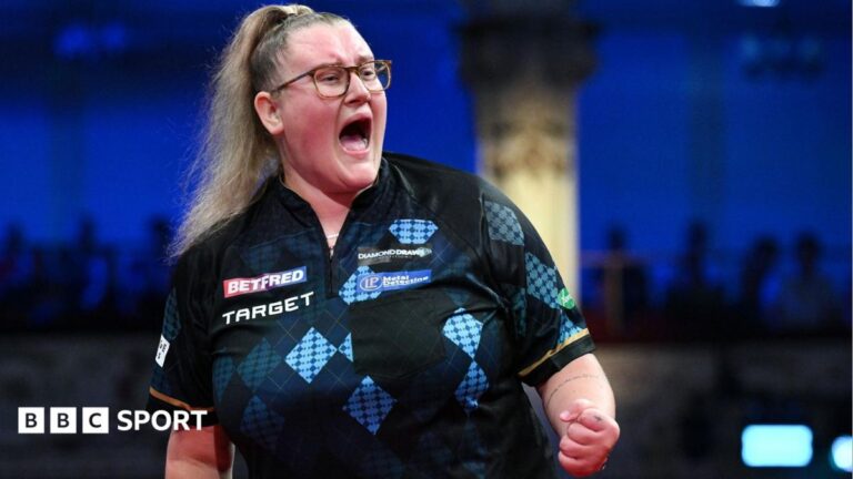 Beau Greaves beats Daryl Gurney to become first woman to win on European Tour Beau Greaves celebrating