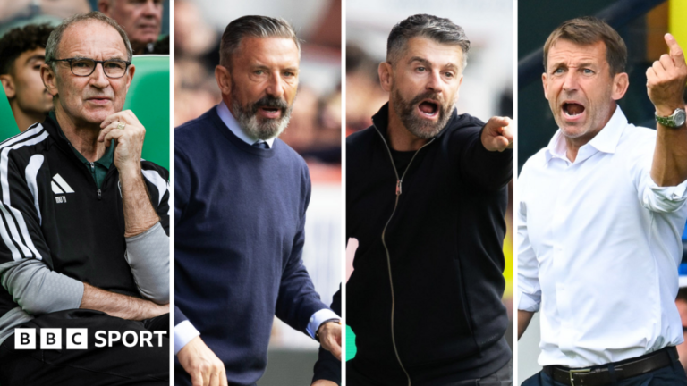 Celtic's Martin O'Neill, Rangers' Derek McInnes, Aberdeen's Stephen Robinson and Kilmarnock's Neil McCann
