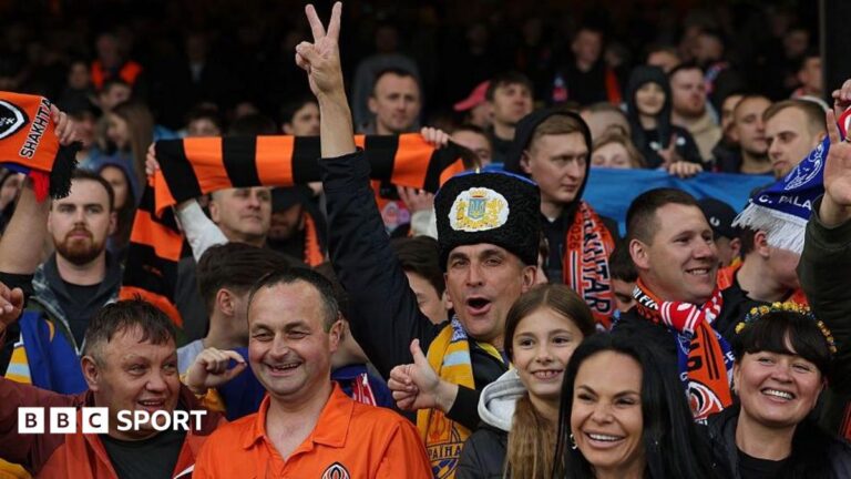 Champions League: How Ukrainians are uniting behind Shakhtar Donetsk in London – at new Stamford Bridge home Shakhtar Donetsk supporters, including one in traditional headwear, during the Europa Conference League match against Crystal Palace at Selhurst Park
